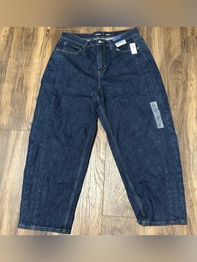 New Old Navy High Rise Barrel Leg Jeans Size 12 NWT Dark Wash Women’s Evie
